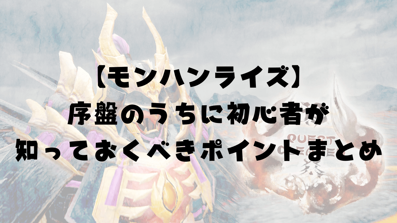 モンハンライズ 序盤のうちに初心者が知っておくべきポイントまとめ 攻略 Himapokeのゲームブログ