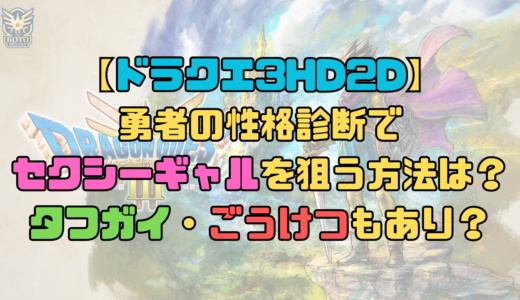 【ドラクエ3HD2D】勇者の性格診断でセクシーギャルを狙う方法は？タフガイ、ごうけつ、いっぴきおおかみもあり？