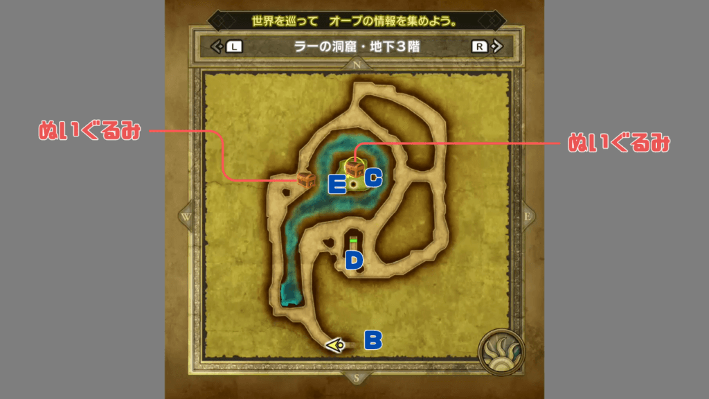 ドラクエ3リメイク - ラーの洞窟・地下3階の地図